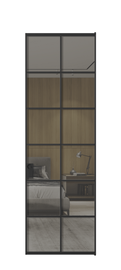 Алюминиевая дверь АЛПЛ040.05 Алюминий Черный Рефлективное серое стекло "Stopsol", калёное, 6 мм Цена 144090  | Volhovec