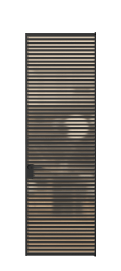 Алюминиевая дверь АЛПЛ040.07 Алюминий Черный Сатинированное оранжевое стекло, триплекс, 6мм Цена 208990  | Volhovec