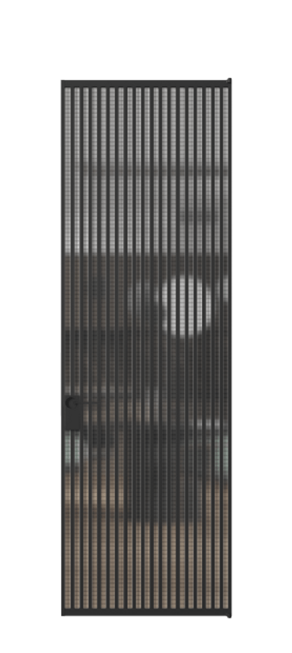 Алюминиевая дверь АЛПЛ040.06 Алюминий Черный Декоративное стекло с сеткой "Mesh silver", триплекс, 6 мм Цена 216990  | Volhovec