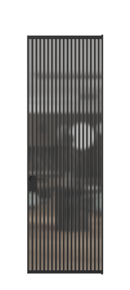 Алюминиевая дверь АЛПЛ040.06 Алюминий Черный Сатинированное стекло "Matelux Crystal Vision", калёное, 6 мм, матовое, каленое 6 мм Цена 216990  | Volhovec