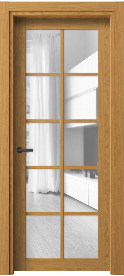 Межкомнатная дверь Neo 2106 Ванильный дуб Прозрачное стекло, триплекс, 6 мм Цена 29119 ₽ | Volhovec