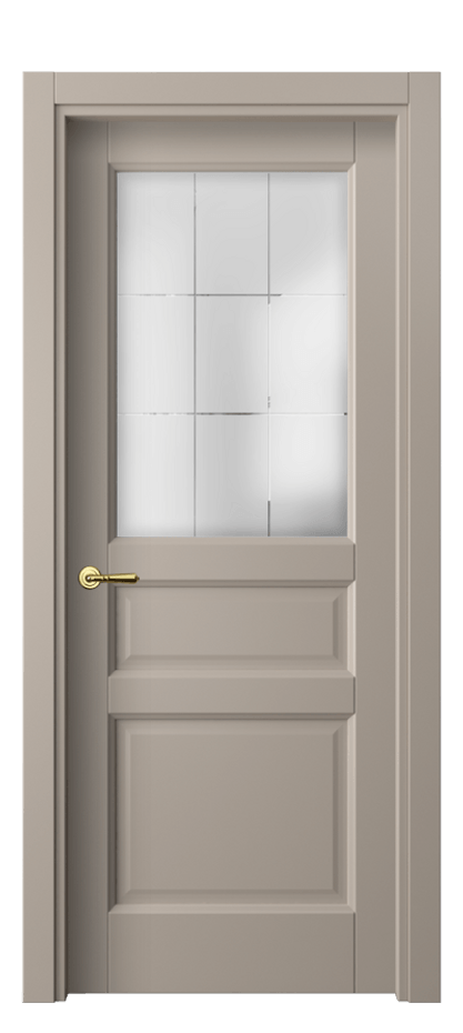 Межкомнатная дверь Galant 1432 Матовый бисквитный Сатинированное стекло с гравировкой "Лофт", 4 мм Цена 40159 ₽ | Volhovec