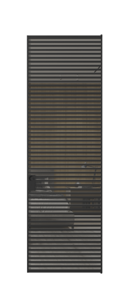 Алюминиевая дверь АЛПЛ040.07 Алюминий Черный Рефлективное серое стекло "Stopsol", калёное, 6 мм Цена 11311  | Volhovec