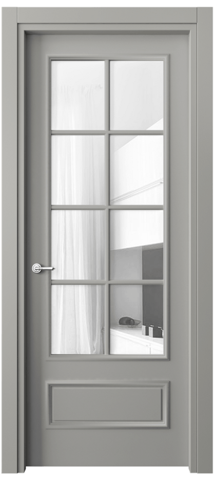 Межкомнатная дверь Paris 8112 Матовый нейтральный серый Прозрачное стекло, 4 мм Цена 57919 ₽| Volhovec