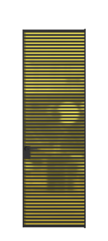 Алюминиевая дверь АЛПЛ040.07 Алюминий Черный Сатинированное жёлтое стекло, триплекс, 6мм Цена 208990  | Volhovec