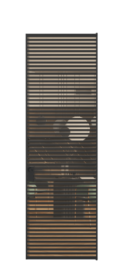 Алюминиевая дверь АЛПЛ040.07 Алюминий Черный Прозрачное оранжевое стекло, триплекс, 6мм Цена 208990  | Volhovec