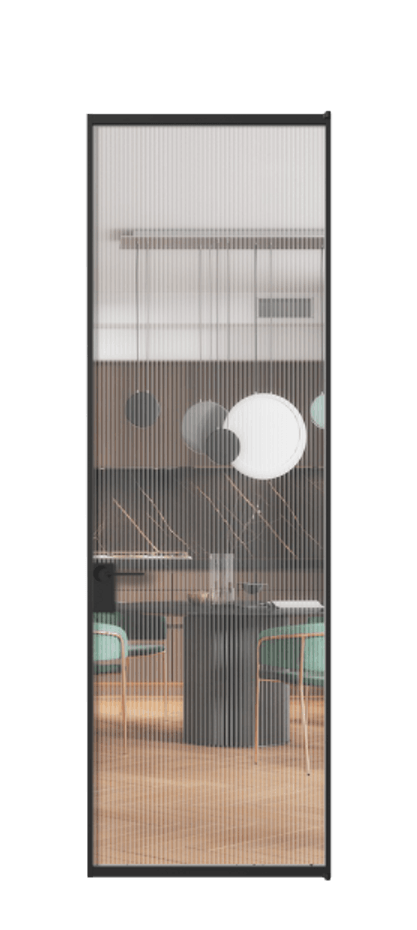 Алюминиевая дверь АЛПЛ040.01 Алюминий Черный Рифлёное стекло "Moru", триплекс, 8 мм Цена 133490  | Volhovec