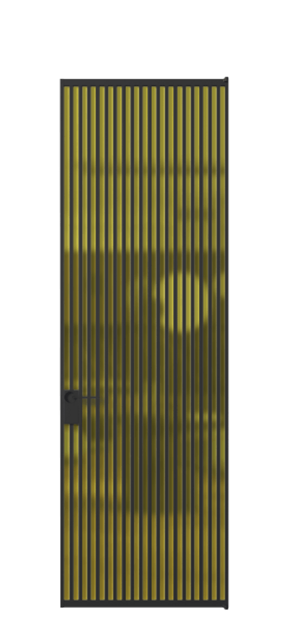 Алюминиевая дверь АЛПЛ040.06 Алюминий Черный Сатинированное жёлтое стекло, триплекс, 6мм Цена 208990  | Volhovec