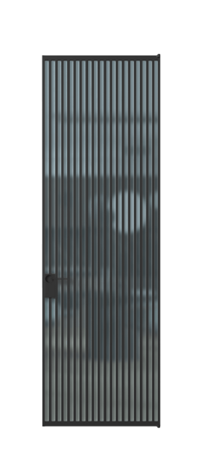 Алюминиевая дверь АЛПЛ040.06 Алюминий Черный Сатинированное голубое стекло, триплекс, 6мм Цена 208990  | Volhovec