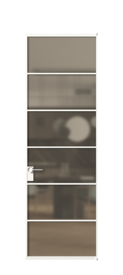 Алюминиевая дверь АЛПЛ040.04 Алюминий Белый Сатинированное бронзовое стекло, триплекс Цена 839830  | Volhovec