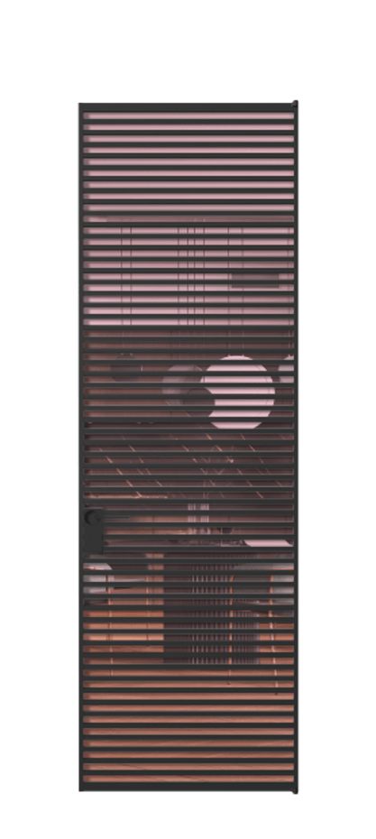 Алюминиевая дверь АЛПЛ040.07 Алюминий Черный Прозрачное розовое стекло, триплекс, 6мм Цена 10890  | Volhovec