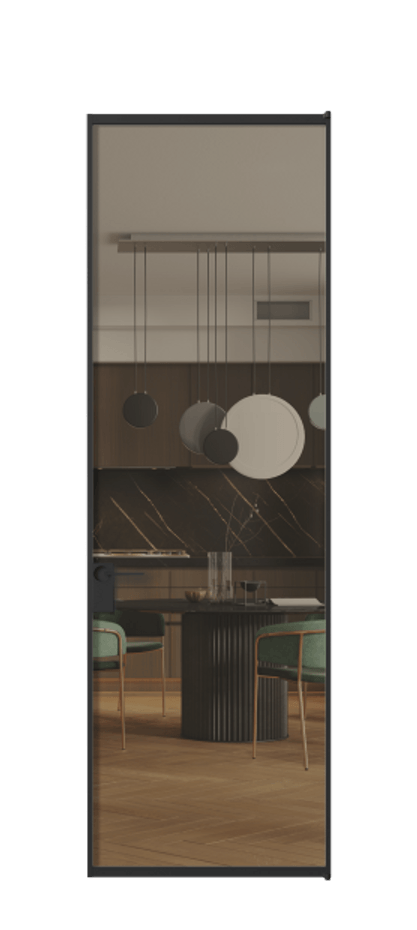 Алюминиевая дверь АЛПЛ040.01 Алюминий Черный Прозрачное бронзовое стекло, триплекс, 6 мм Цена 125490  | Volhovec