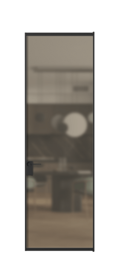 Алюминиевая дверь АЛПЛ040.01 Алюминий Черный Сатинированное бронзовое стекло, триплекс, 6 мм Цена 125490  | Volhovec