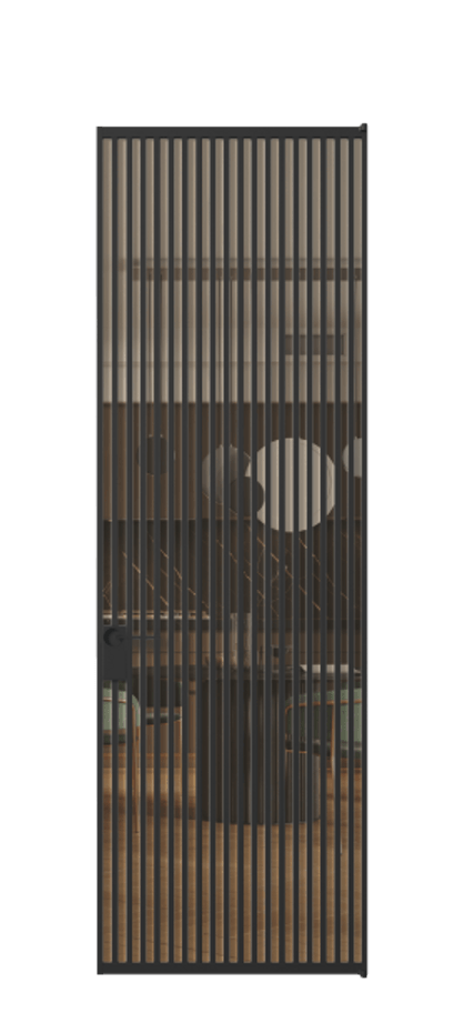 Алюминиевая дверь АЛПЛ040.06 Алюминий Черный Прозрачное оранжевое стекло, триплекс, 6мм Цена 208990  | Volhovec