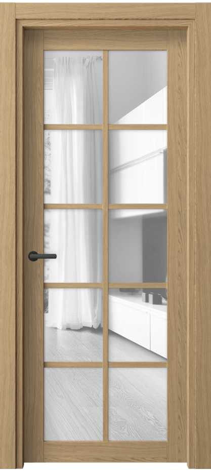 Межкомнатная дверь Neo 2106 Жемчужный дуб Прозрачное стекло, триплекс, 6 мм Цена 29119 ₽ | Volhovec
