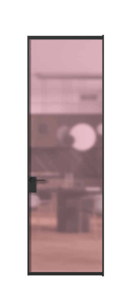 Алюминиевая дверь АЛПЛ040.01 Алюминий Черный Сатинированное розовое стекло, триплекс, 6мм Цена 125490  | Volhovec
