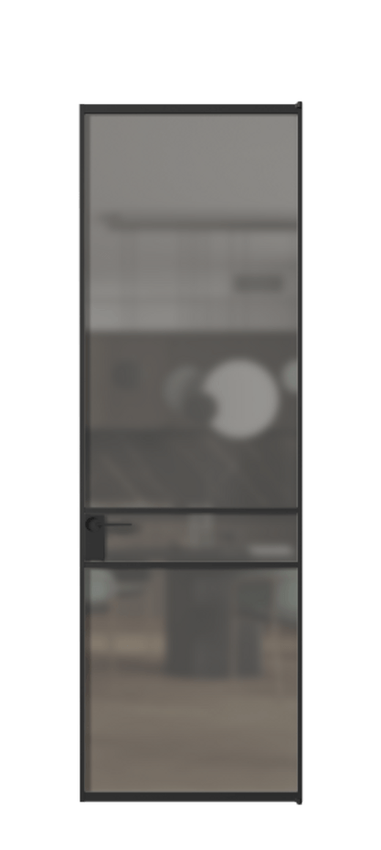 Алюминиевая дверь АЛПЛ040.02 Алюминий Черный Сатинированное серое стекло, триплекс, 6 мм Цена 130890  | Volhovec