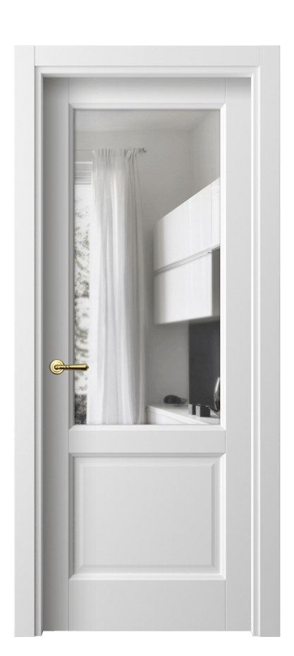 Межкомнатная дверь Galant 1422 Белый шёлк Прозрачное стекло, 4 мм Цена 27359 ₽ | Volhovec