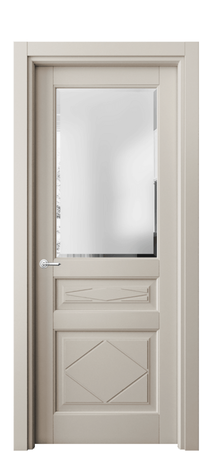 Межкомнатная дверь Toscana Rombo 6344 Бук светло-бежевый Сатинированное стекло с фацетом, 6 мм Цена 77919 ₽ | Volhovec