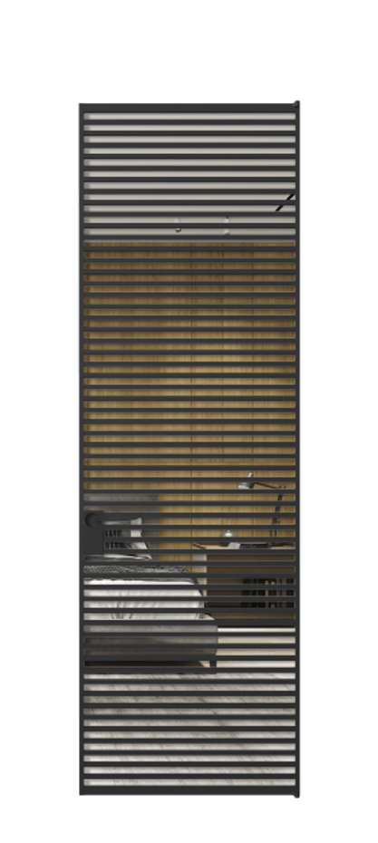 Алюминиевая дверь АЛПЛ040.07 Алюминий Черный Двустороннее зеркало, триплекс 6 мм, триплекс 6 мм Цена 10890  | Volhovec