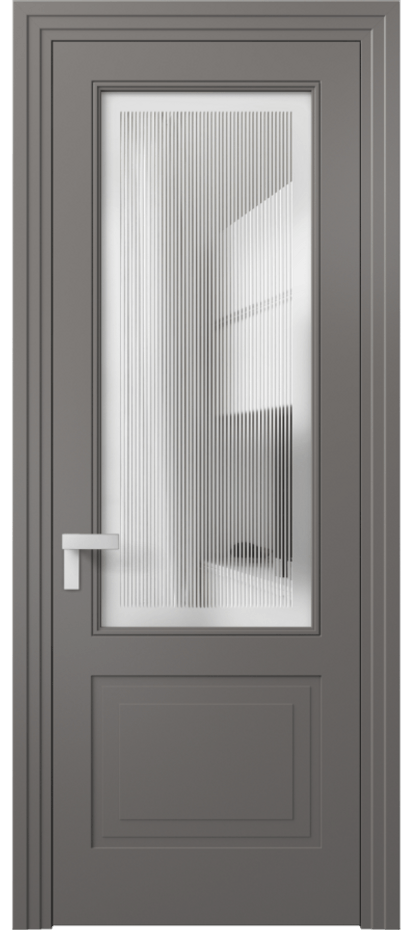 Межкомнатная дверь Rocca 8352 Матовый классический серый Сатинированное с гравировкой "Каннелюры", триплекс, 7 мм Цена 69519 ₽ | Volhovec