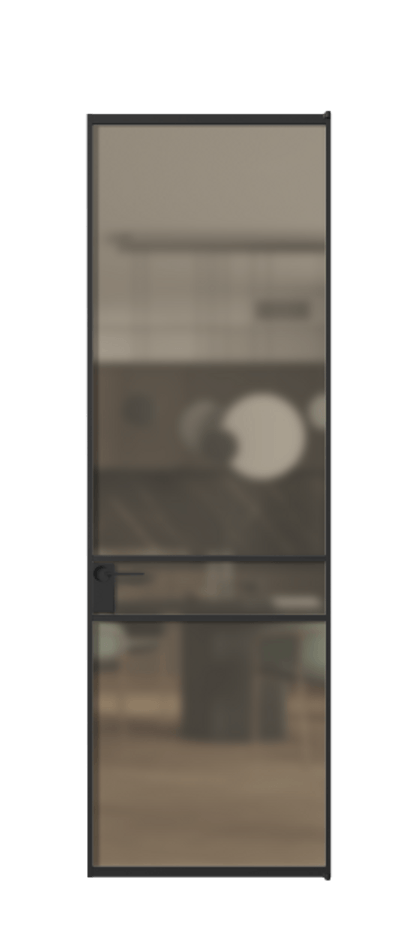 Алюминиевая дверь АЛПЛ040.02 Алюминий Черный Сатинированное бронзовое стекло, триплекс, 6 мм Цена 130890  | Volhovec