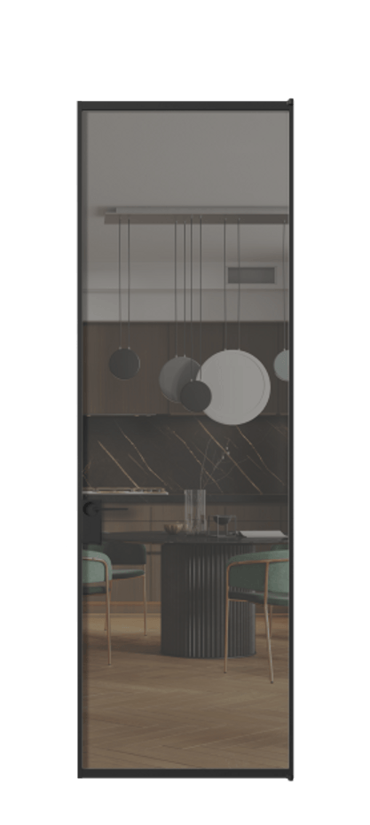 Алюминиевая дверь АЛПЛ040.01 Алюминий Черный Прозрачное серое стекло, триплекс, 6 мм Цена 125490  | Volhovec