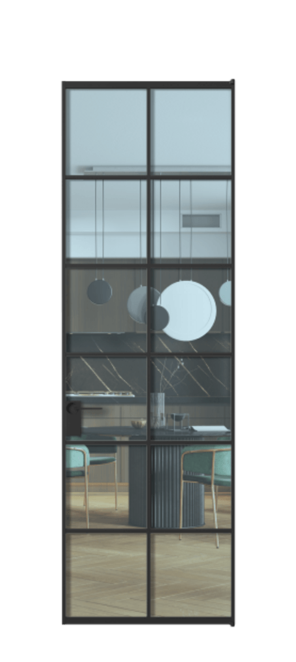 Алюминиевая дверь АЛПЛ040.05 Алюминий Черный Прозрачное голубое стекло, триплекс, 6мм Цена 136090  | Volhovec