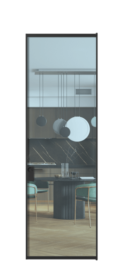 Алюминиевая дверь АЛПЛ040.01 Алюминий Черный Прозрачное голубое стекло, триплекс, 6мм Цена 125490  | Volhovec