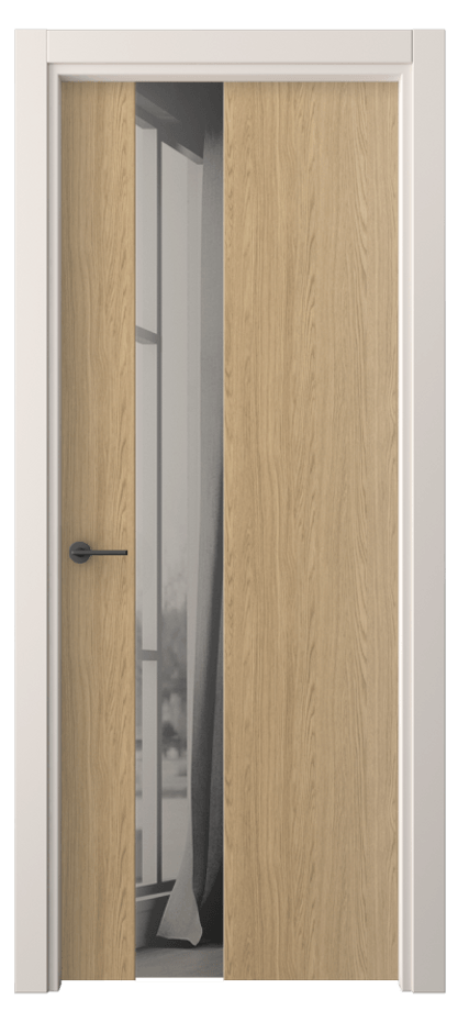 Межкомнатная дверь Freedom 4224 Жемчужный дуб Двустороннее серое зеркало, триплекс, 8 мм  Цена 32239 ₽ | Volhovec