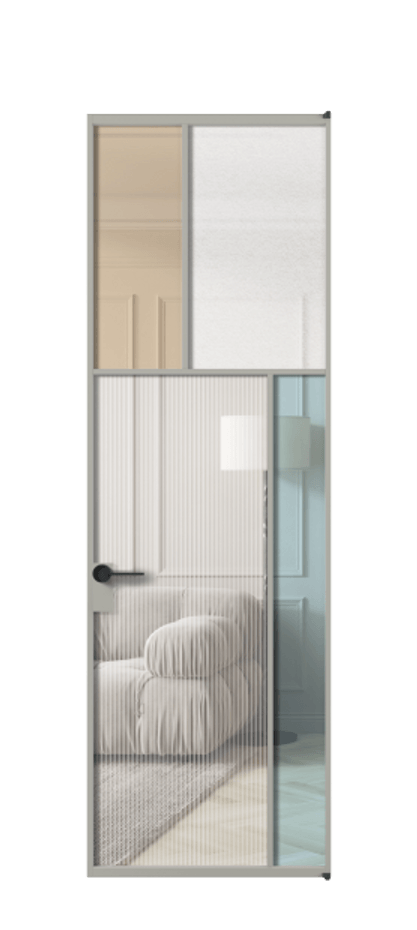 Межкомнатная дверь Mosaic АЛПЛ041.23 Алюминий нейтральный серый Комбинация стекол Группы 1 и Группы 3 Цена 171870 ₽ | Volhovec