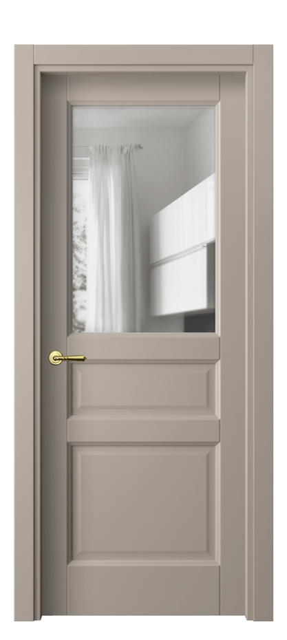 Межкомнатная дверь Galant 1432 Матовый бисквитный Прозрачное стекло, 4 мм Цена 39359 ₽ | Volhovec