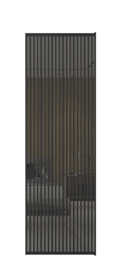 Алюминиевая дверь АЛПЛ040.06 Алюминий Черный Рефлективное серое стекло "Stopsol", калёное, 6 мм Цена 216990  | Volhovec