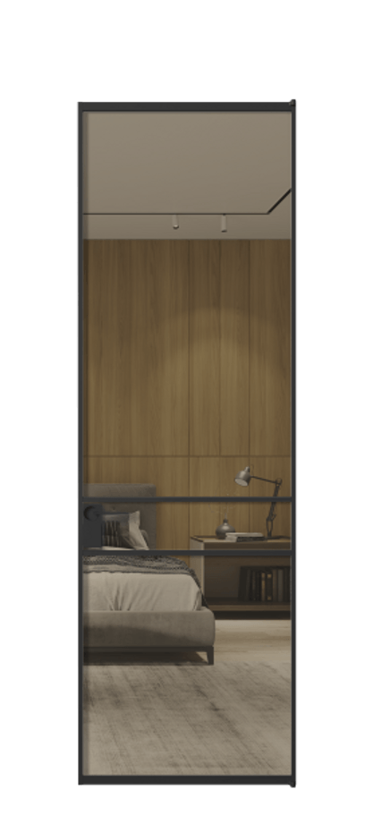 Алюминиевая дверь АЛПЛ040.02 Алюминий Черный Рефлективное бронзовое стекло "Stopsol", калёное, 6 мм Цена 138890  | Volhovec