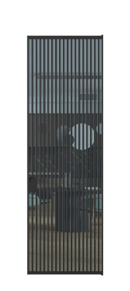 Алюминиевая дверь АЛПЛ040.06 Алюминий Черный Прозрачное голубое стекло, триплекс, 6мм Цена 208990  | Volhovec