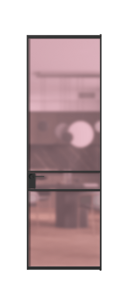 Алюминиевая дверь АЛПЛ040.02 Алюминий Черный Сатинированное розовое стекло, триплекс, 6мм Цена 130890  | Volhovec