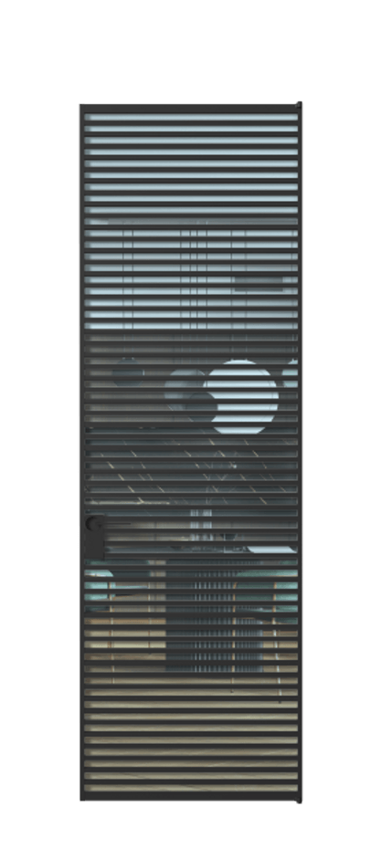 Алюминиевая дверь АЛПЛ040.07 Алюминий Черный Прозрачное голубое стекло, триплекс, 6мм Цена 10890  | Volhovec