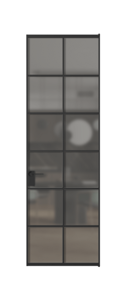 Алюминиевая дверь АЛПЛ040.05 Алюминий Черный Сатинированное серое стекло, триплекс, 6 мм Цена 136090  | Volhovec