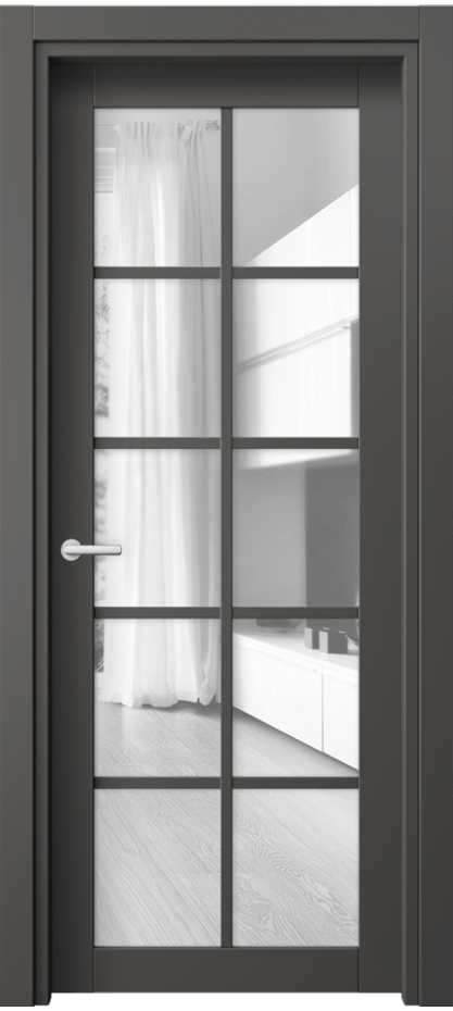 Межкомнатная дверь Нео 2106 ПЭТ графитовый Прозрачное стекло, триплекс Цена 30939 ₽ | Volhovec