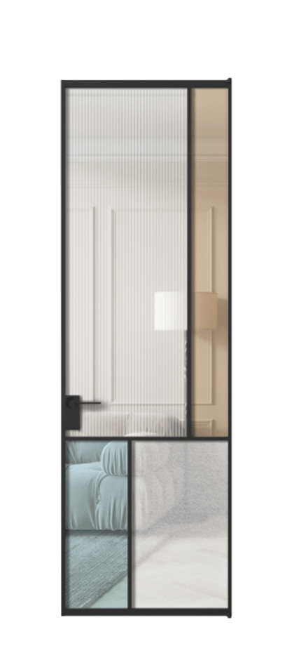 Межкомнатная дверь Mosaic АЛПЛ041.21 Алюминий Черный Комбинация стекол Группы 1 и Группы 3 Цена 150790 ₽ | Volhovec