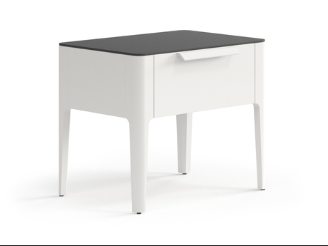 Мебель Тумба прикроватная Piega 1 ящик. Цвет Матовый тёплый серый. Материал Гладкая эмаль. Коллекция Тумба прикроватная Piega 1 ящик. Картинка.