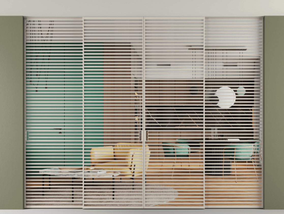 Перегородка Formato внутри проёма четырёхстворчатая со скрытым креплением в потолок АЛПР 040.07 Алюминий светло-бежевый Прозрачное стекло "Crystal Vision", калёное, 6 мм. Цена 931680 ₽ 1. Полотно 4 шт. (800/2100 мм)
2. Комплект установки раздвижной системы
3. Базовый комплект фурнитуры
4.Ручка RONDO. Фабрика дверей Волховец 8 (800) 551 43 19 Перегородка Formato внутри проёма четырёхстворчатая со скрытым креплением в потолок АЛПР 040.07 Алюминий светло-бежевый Прозрачное стекло "Crystal Vision", калёное, 6 мм Цена 931680 ₽ | Volhovec