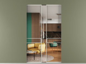 Алюминевая перегородка АЛПР 040.02 МЖМ Crystalvision. Цвет Алюминий жемчужный. Материал Алюминий в эмали. Коллекция Перегородка Formato скрытый пенал двустворчатая. Картинка.