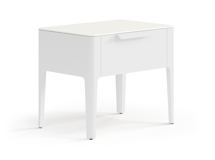 Мебель Тумба прикроватная Пьега 1 ящик. Цвет Матовый светло-серый. Материал Гладкая эмаль. Коллекция Тумба прикроватная Пьега 1 ящик. Картинка.