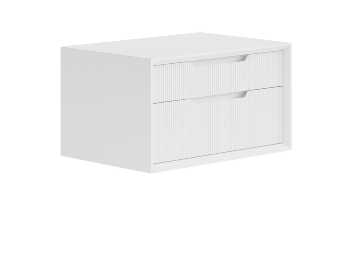 Мебель Тумба подвесная прикроватная Velvet 2 ящика. Цвет Матовый белоснежный. Материал Гладкая эмаль. Коллекция Тумба подвесная прикроватная Velvet 2 ящика. Картинка.