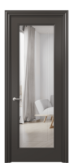 Межкомнатная дверь 8400 МАН Двустороннее зеркало с гравировкой. Цвет Матовый антрацит. Материал Гладкая эмаль. Коллекция Mascot. Фото. Дверь межкомнатная 8400 МАН Двустороннее зеркало с гравировкой. Цвет Матовый антрацит. Материал Гладкая эмаль. Коллекция Mascot. Картинка.