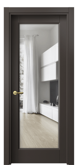 Дверь межкомнатная 1402 МАН Прозрачное стекло. Цвет Матовый антрацит. Материал Гладкая эмаль. Коллекция Галант. Картинка.