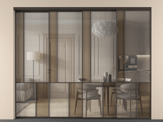 Перегородка Mosaic внутри проёма 4 створки с синхронным механизмом